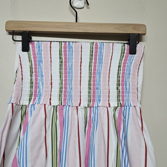 Hill House The‎ Delphine Nap Skirt Rainbow Stripe Sz M Smocked Waist - Picture 4 of 8